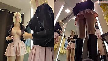 hey check this juicy pussy upskirt in fitting room spy cam