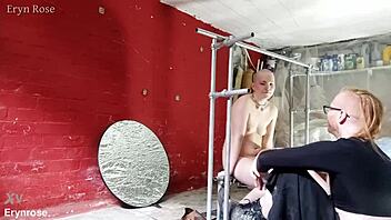 bound slave begs desperately for huge dildo squirting orgasm release