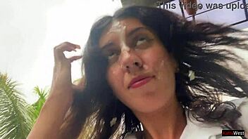 eating cum-covered pizza in public cafe yum!