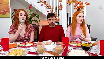 stepfamily threesome ends with nasty cum on perfect tits