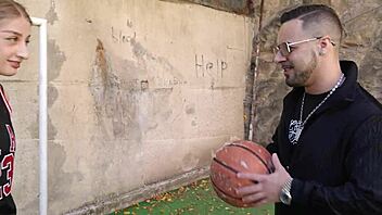 my tight pussy in shorts stretched wide by basketball girl's huge cock