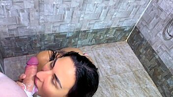 i love my naughty wife's milk fetish blowjob in shower then bed fuck