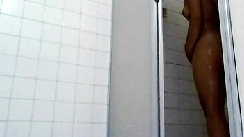 real couple's wet bathroom shower sex with bent over doggystyle pounding