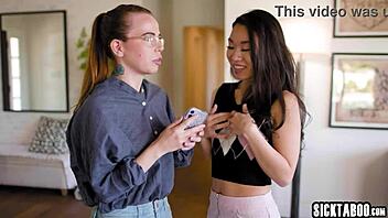 petite asian teen kimmy kimm licks alexis tae's ass hungrily