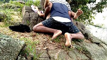 Hot desi milf creampied missionary outdoors while daddy watches public anal fun