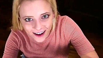Tiny blonde teen 18+ seduced by horny pov pussy pounding action