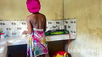 i fuck cute ebony maid in kitchen while wife away