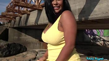 beach babe heads from public shore to private pool dip