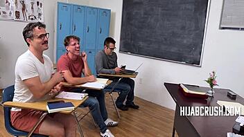 i assign my big tits arab milf teacher to get fucked hard by students in group