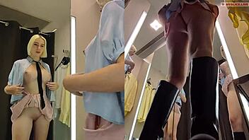 hey check this juicy pussy upskirt in fitting room spy cam