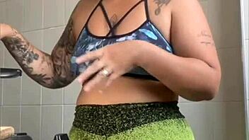 the wife films cooking videos online but really flashes her swollen young pussy