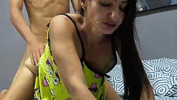 this curvy latina milf moans loud while riding bbc in homemade doggystyle