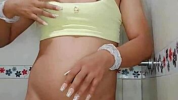 Transsexual beauty thrusts penis passionately