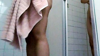 real couple's wet bathroom shower sex with bent over doggystyle pounding