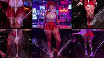 redhead in heels drenched head to toe in thick creampie cum