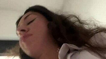 eating cum-covered pizza in public cafe yum!