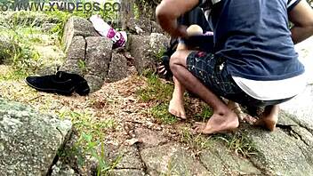 Hot desi milf creampied missionary outdoors while daddy watches public anal fun