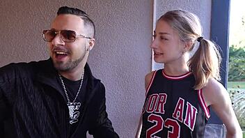 my tight pussy in shorts stretched wide by basketball girl's huge cock