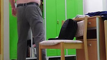 Hey, watch me strip at work in sexy socks and shoes!