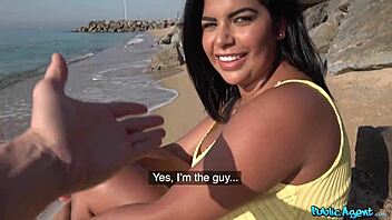 beach babe heads from public shore to private pool dip