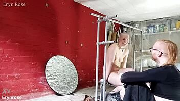 bound slave begs desperately for huge dildo squirting orgasm release