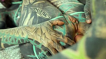 Heavily tattooed girl intense anal pounding session