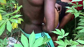 neighbor wife hides in bush for secret rough pussy pounding