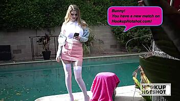 Beautiful blonde bunny Colby chokes on Bryan Gozzling's cock!