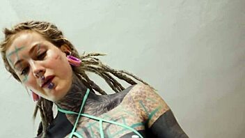 Heavily tattooed girl intense anal pounding session