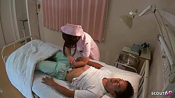 Slim japanese nurse tempts old patient into hospital fuck in uncensored jav