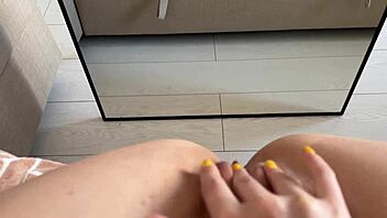 she records first intimate fingering video for boyfriend's juicy wet pussy closeup