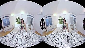 Barely Legal Petite Brunette Teases Pussy Solo in 180VR 60FPS