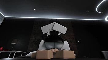 busty goth slut rides cock wildly after roblox tease