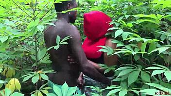 neighbor wife hides in bush for secret rough pussy pounding