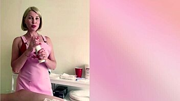 Russian Blonde Nurse Gloves Up for Explosive Cock Milking Cumshot!