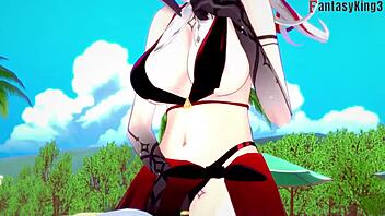 arlecchino bikini blowjob beach sex genshin impact 😘🏖️
