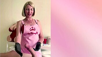 Russian Blonde Nurse Gloves Up for Explosive Cock Milking Cumshot!