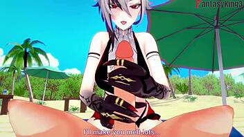 arlecchino bikini blowjob beach sex genshin impact 😘🏖️