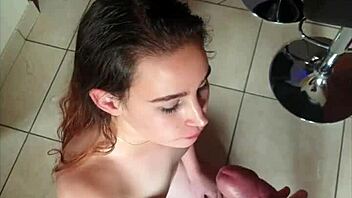bitch chokes on my dick jerks cum snack food porn pov deepthroat gagging
