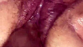 Hairy BBW milf fists her wet pussy till massive squirting orgasm