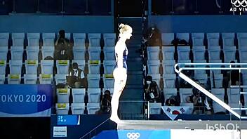 perfect asses bounce in diving competition hotties