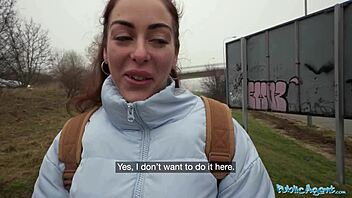 public pickup babe deepthroats huge cock after game loss 🍆💦