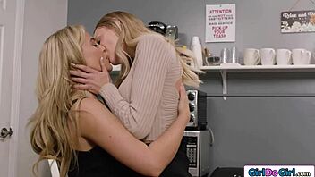 Big Tit Blonde Lesbians Eat Pussy At Office Lunch Break