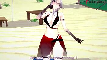 arlecchino bikini blowjob beach sex genshin impact 😘🏖️