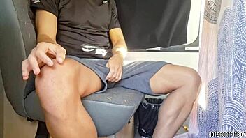 moaning slut humps van to monster cock cumshot orgasm