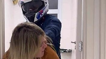 motoboy pounds piss-soaked woman in ladies bathroom till he explodes