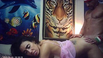 skinny glasses brunette babe backstage SUCKS then DOGGYSTYLE fucked hard