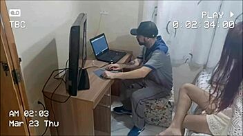 hidden cam hottie tempts uniform repairman dirty