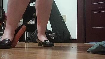 Crush your cock with my sharp heels?