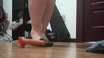 Crush your cock with my sharp heels?